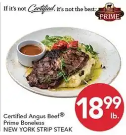 Pete's Fresh Market Certified Angus Beef Prime Boneless New York Strip Steak offer