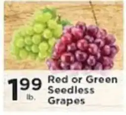 Pioneer Supermarkets Red or Green Seedless Grapes offer