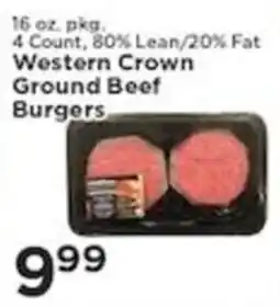 Pioneer Supermarkets Western Crown Ground Beef Burgers offer