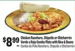 Food City Chicken Ranchero, Chipotle or ChicharrΓ³n Verde or Rojo Combo Plate offer