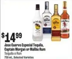 Food City Jose Cuervo Especial Tequila, Captain Morgan or Malibu Rum offer