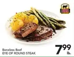 Pete's Fresh Market Certified Angus Beef Boneless Beef Eye Of Round Steak offer