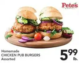 Pete's Fresh Market Petes Market Homemade Pub Burgers Assorted offer