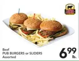 Pete's Fresh Market Beef PUB BURGERS or SLIDERS offer