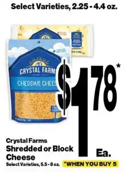 Super Saver Crystal Farms Shredded or Block Cheese offer