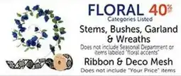 Hobby Lobby Floral stems, bushes, garland & wreaths offer
