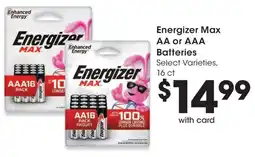 QFC Energizer Max AA or AAA Batteries offer