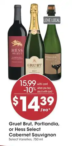 QFC Gruet Brut, Portlandia, or Hess Select Cabernet Sauvignon offer