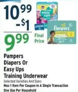 Brookshire's Pampers Diapers Or Easy Ups Training Underwear offer