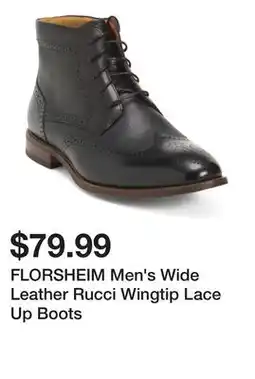 Marshalls FLORSHEIM Men's Wide Leather Rucci Wingtip Lace Up Boots offer