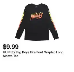 Marshalls HURLEY Big Boys Fire Font Graphic Long Sleeve Tee offer