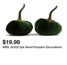 Marshalls MRS. ALICE 2pk Velvet Pumpkin Decorations offer