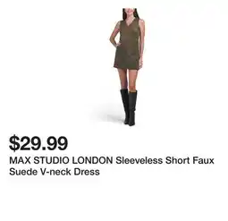 Marshalls MAX STUDIO LONDON Sleeveless Short Faux Suede V-neck Dress offer