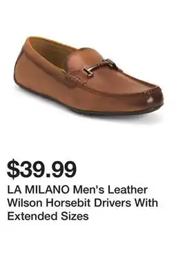 Marshalls LA MILANO Men's Leather Wilson Horsebit Drivers With Extended Sizes offer