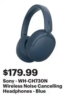Best Buy Sony - WH-CH730N Wireless Noise Cancelling Headphones - Blue offer