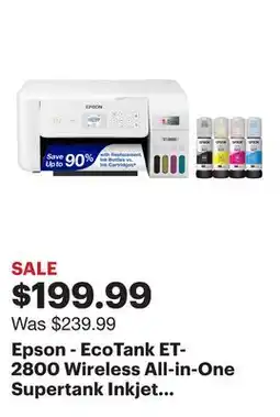 Best Buy Epson - EcoTank ET-2800 Wireless All-in-One Supertank Inkjet Printer - White offer