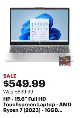 Best Buy HP - 15.6 Full HD Touchscreen Laptop - AMD Ryzen 7 (2023) - 16GB Memory - 512GB SSD - Natural Silver offer
