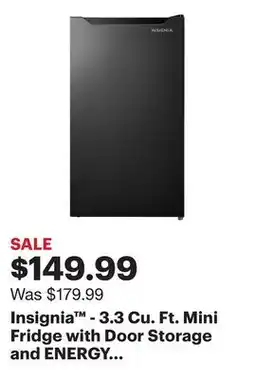 Best Buy Insignia - 3.3 Cu. Ft. Mini Fridge with Door Storage and ENERGY STAR Certification - Black offer