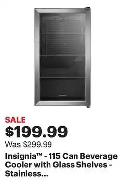 Best Buy Insignia - 115 Can Beverage Cooler with Glass Shelves - Stainless Steel Look offer