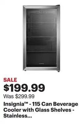Best Buy Insignia - 115 Can Beverage Cooler with Glass Shelves - Stainless Steel Look offer