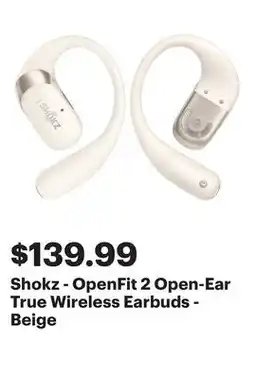 Best Buy Shokz - OpenFit 2 Open-Ear True Wireless Earbuds - Beige offer