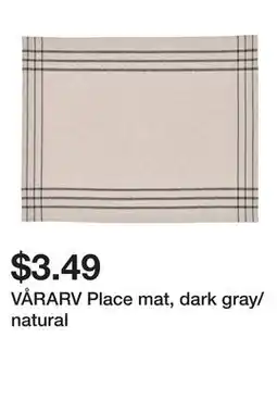 Ikea VÅRARV Place mat, dark gray/natural offer