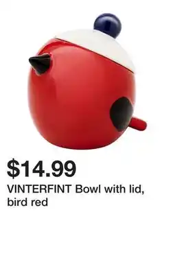 Ikea VINTERFINT Bowl with lid, bird red offer