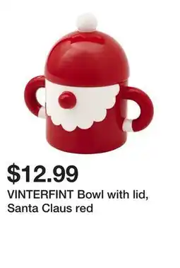 Ikea VINTERFINT Bowl with lid, Santa Claus red offer