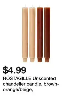 Ikea HÖSTAGILLE Unscented chandelier candle, brown-orange/beige offer