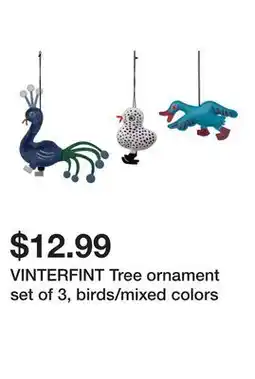 Ikea VINTERFINT Tree ornament set of 3, birds/mixed colors offer