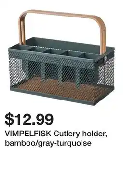 Ikea VIMPELFISK Cutlery holder, bamboo/gray-turquoise offer