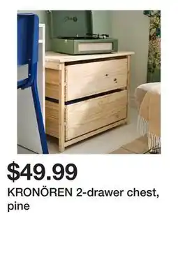 Ikea KRONÖREN 2-drawer chest, pine offer
