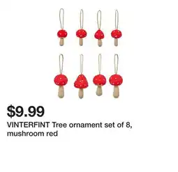 Ikea VINTERFINT Tree ornament set of 8, mushroom red offer