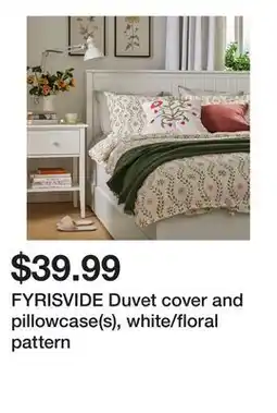 Ikea FYRISVIDE Duvet cover and pillowcase(s), white/floral pattern offer