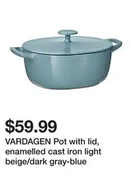 Ikea VARDAGEN Pot with lid, enamelled cast iron light beige/dark gray-blue offer