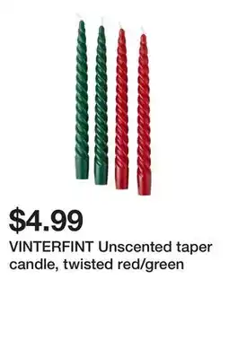 Ikea VINTERFINT Unscented taper candle, twisted red/green offer