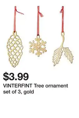 Ikea VINTERFINT Tree ornament set of 3, gold offer