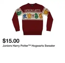 Five Below Juniors Harry Potter Hogwarts Sweater offer