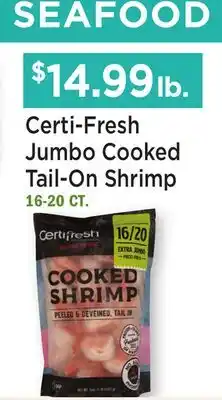 Heinen's Certi-Fresh Jumbo Cooked Tail-On Shrimp offer