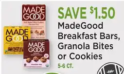 Heinen's MadeGood Breakfast Bars, Granola Bites or Cookies offer