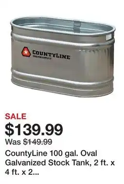 Tractor Supply Company CountyLine 100 gal. Oval Galvanized Stock Tank, 2 ft. x 4 ft. x 2 ft., 50130028 offer