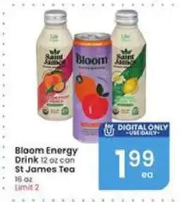 Albertsons Bloom Energy Drink / St James Tea offer