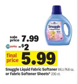 Meijer Snuggle Liquid Fabric Softener offer