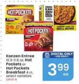 Albertsons Kanzen Entree or Hot Pockets offer