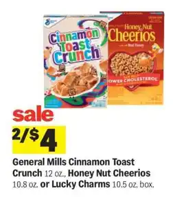 Meijer General Mills Cinnamon Toast Crunch, Honey Nut Cheerios, or Lucky Charms offer