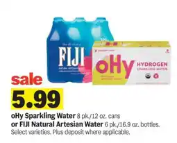 Meijer oHy Sparkling Water or FIJI Natural Artesian Water offer