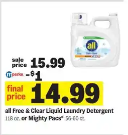Meijer all Free & Clear Liquid Laundry Detergent offer
