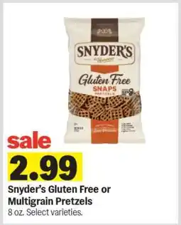 Meijer Snyder’s Gluten Free or Multigrain Pretzels offer