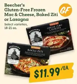 Sprouts Farmers Market Beecher's Gluten-Free Frozen Mac & Cheese, Baked Ziti or Lasagna offer