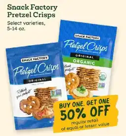 Sprouts Farmers Market Snack Factory Pretzel Crisps offer